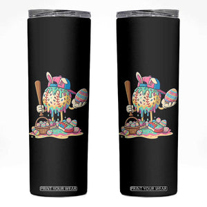 Funny Baseball Easter Bunny Graphic Skinny Tumbler Colorful Drip Egg Hunt Sports Mashup TS02 Black Print Your Wear