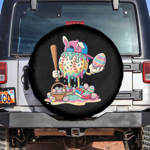 Funny Baseball Easter Bunny Graphic Spare Tire Cover Colorful Drip Egg Hunt Sports Mashup TS02 No hole Black Print Your Wear