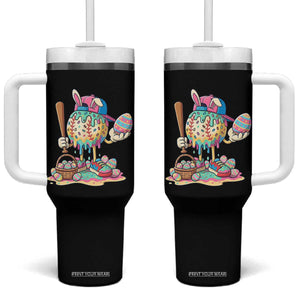 Funny Baseball Easter Bunny Graphic Tumbler With Handle Colorful Drip Egg Hunt Sports Mashup TS02 One Size: 40 oz Black Print Your Wear