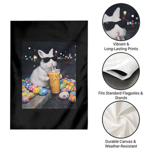 Cool Easter Bunny Drinking Iced Coffee Graphic Garden Flag Funny Sunglasses Rabbit Spring Aesthetic TS02 Print Your Wear