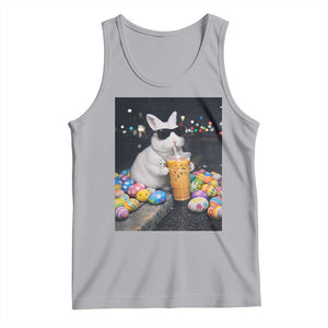 Cool Easter Bunny Drinking Iced Coffee Graphic Tank Top Funny Sunglasses Rabbit Spring Aesthetic TS02 Athletic Heather Print Your Wear
