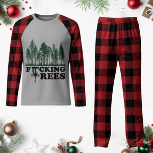 Funny Forest Disc Golf Humor Fcking Trees Plaid Pajama Set TS02 Buffalo Plaid Print Your Wear