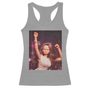 Funny Angry Doll Face Meme Graphic Racerback Tank Top Unhinged Baby Stankface Reaction TS02 Sport Gray Print Your Wear
