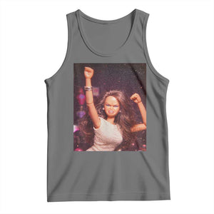 Funny Angry Doll Face Meme Graphic Tank Top Unhinged Baby Stankface Reaction TS02 Black Heather Print Your Wear
