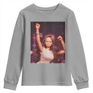 Funny Angry Doll Face Meme Graphic Youth Sweatshirt Unhinged Baby Stankface Reaction TS02 Sport Gray Print Your Wear
