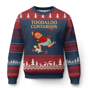 Toodaloo Cuntaroos Funny Offensive Retro Goodbye Ugly Christmas Sweater Vintage Scooter Girl Cartoon Edgy Adult Humor TS02 Navy Red Print Your Wear