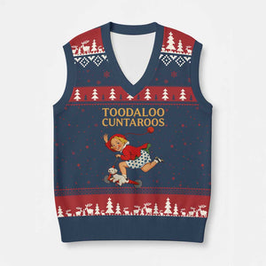 Toodaloo Cuntaroos Funny Offensive Retro Goodbye V-Neck Knit Sweater Vest Vintage Scooter Girl Cartoon Edgy Adult Humor TS02 Navy Red Print Your Wear