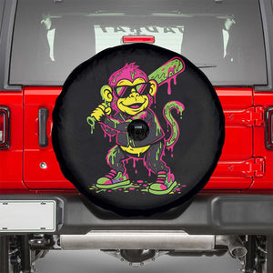 Neon Dripping Monkey Baseball Graphic Spare Tire Cover Ball Party Game Day Vibes TS02 Black Print Your Wear