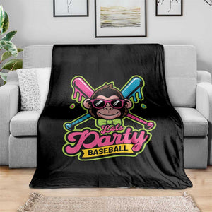 Lets Party Baseball Monkey Game Day Throw Blanket Neon Dripping Bats Funny Baseball Fan Party Ball TS02 Print Your Wear
