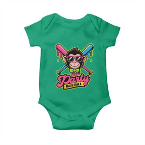 Lets Party Baseball Monkey Game Day Baby Onesie Neon Dripping Bats Funny Baseball Fan Party Ball TS02 Irish Green Print Your Wear
