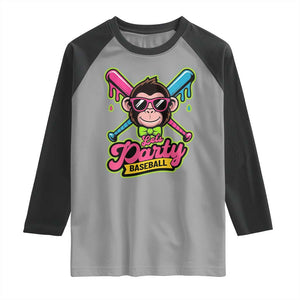 Lets Party Baseball Monkey Game Day Raglan Shirt Neon Dripping Bats Funny Baseball Fan Party Ball TS02 Sport Gray Black Print Your Wear