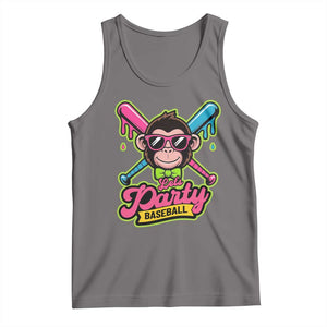 Lets Party Baseball Monkey Game Day Tank Top Neon Dripping Bats Funny Baseball Fan Party Ball TS02 Deep Heather Print Your Wear
