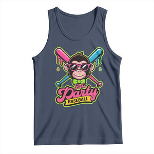 Lets Party Baseball Monkey Game Day Tank Top Neon Dripping Bats Funny Baseball Fan Party Ball TS02 Navy Print Your Wear