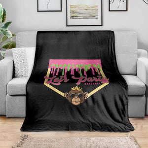 Lets Party Monkey Baseball Game Day Throw Blanket Neon Dripping Homeplate Funny Ball Party Fans TS02 Print Your Wear