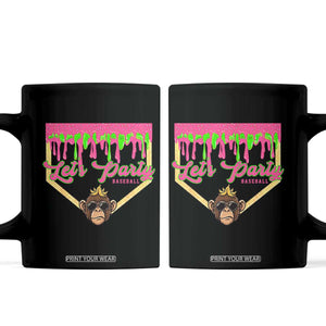 Lets Party Monkey Baseball Game Day Coffee Mug Neon Dripping Homeplate Funny Ball Party Fans TS02 Black Print Your Wear