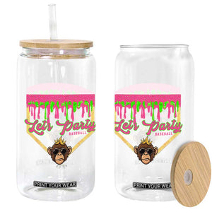 Lets Party Monkey Baseball Game Day Glass Can Neon Dripping Homeplate Funny Ball Party Fans TS02 Print Your Wear