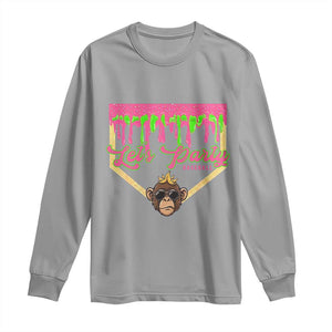Lets Party Monkey Baseball Game Day Long Sleeve Shirt Neon Dripping Homeplate Funny Ball Party Fans TS02 Sport Gray Print Your Wear