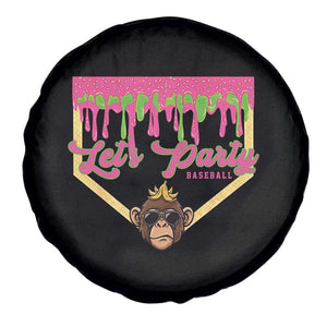 Lets Party Monkey Baseball Game Day Spare Tire Cover Neon Dripping Homeplate Funny Ball Party Fans TS02 Print Your Wear
