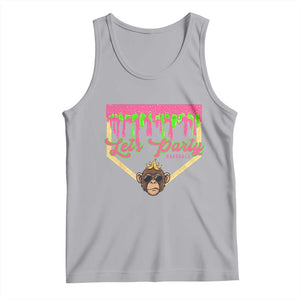 Lets Party Monkey Baseball Game Day Tank Top Neon Dripping Homeplate Funny Ball Party Fans TS02 Athletic Heather Print Your Wear