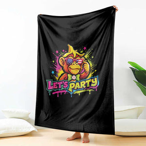 Lets Party Baseball Monkey Colorful Graphic Throw Blanket American Flag Game Day Fans Ball Party Vibes TS02 Print Your Wear