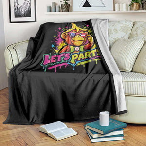 Lets Party Baseball Monkey Colorful Graphic Throw Blanket American Flag Game Day Fans Ball Party Vibes TS02 Print Your Wear