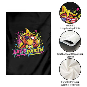 Lets Party Baseball Monkey Colorful Graphic Garden Flag American Flag Game Day Fans Ball Party Vibes TS02 Print Your Wear