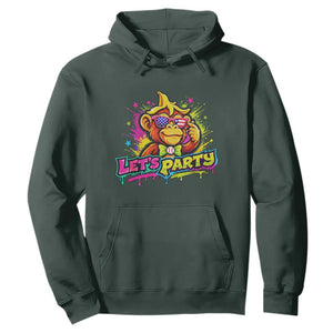 Lets Party Baseball Monkey Colorful Graphic Hoodie American Flag Game Day Fans Ball Party Vibes TS02 Dark Forest Green Print Your Wear