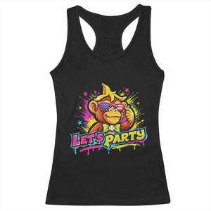 Lets Party Baseball Monkey Colorful Graphic Racerback Tank Top American Flag Game Day Fans Ball Party Vibes TS02 Black Print Your Wear
