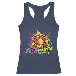Lets Party Baseball Monkey Colorful Graphic Racerback Tank Top American Flag Game Day Fans Ball Party Vibes TS02 Navy Print Your Wear