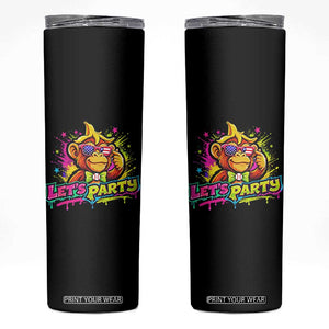 Lets Party Baseball Monkey Colorful Graphic Skinny Tumbler American Flag Game Day Fans Ball Party Vibes TS02 Black Print Your Wear