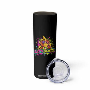 Lets Party Baseball Monkey Colorful Graphic Skinny Tumbler American Flag Game Day Fans Ball Party Vibes TS02 Print Your Wear