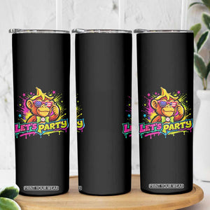 Lets Party Baseball Monkey Colorful Graphic Skinny Tumbler American Flag Game Day Fans Ball Party Vibes TS02 Print Your Wear