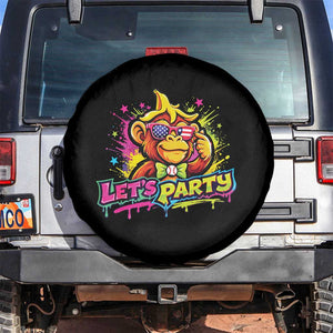 Lets Party Baseball Monkey Colorful Graphic Spare Tire Cover American Flag Game Day Fans Ball Party Vibes TS02 No hole Black Print Your Wear
