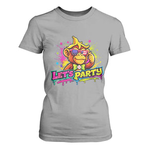 Lets Party Baseball Monkey Colorful Graphic T Shirt For Women American Flag Game Day Fans Ball Party Vibes TS02 Sport Gray Print Your Wear