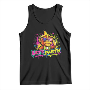 Lets Party Baseball Monkey Colorful Graphic Tank Top American Flag Game Day Fans Ball Party Vibes TS02 Black Print Your Wear