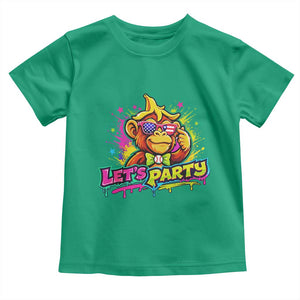 Lets Party Baseball Monkey Colorful Graphic Toddler T Shirt American Flag Game Day Fans Ball Party Vibes TS02 Irish Green Print Your Wear