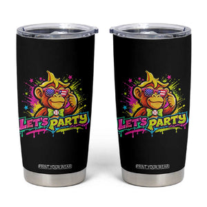 Lets Party Baseball Monkey Colorful Graphic Tumbler Cup American Flag Game Day Fans Ball Party Vibes TS02 Black Print Your Wear