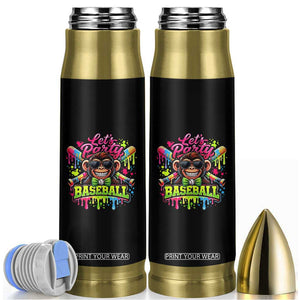 Lets Party Baseball Monkey Neon Dripping Graphic Bullet Tumbler Funny Ball Party Game Day Fans TS02 Black Print Your Wear