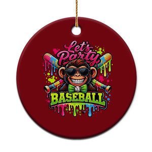 Lets Party Baseball Monkey Neon Dripping Graphic Ceramic Ornament Funny Ball Party Game Day Fans TS02 1pc Red Print Your Wear