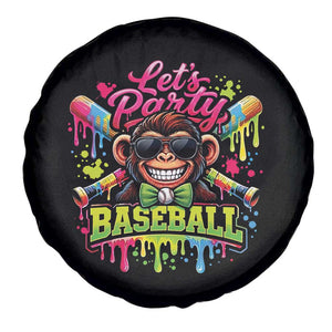 Lets Party Baseball Monkey Neon Dripping Graphic Spare Tire Cover Funny Ball Party Game Day Fans TS02 Print Your Wear