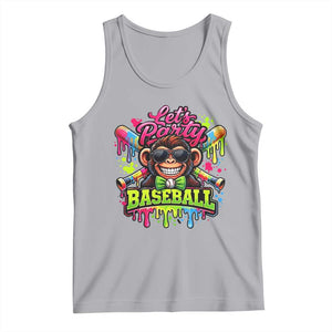 Lets Party Baseball Monkey Neon Dripping Graphic Tank Top Funny Ball Party Game Day Fans TS02 Athletic Heather Print Your Wear