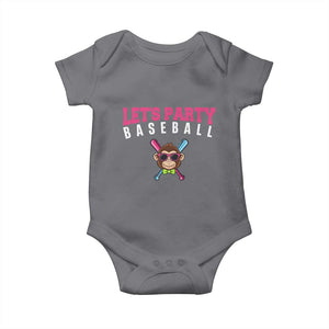 Let's Party Baseball Monkey Baby Onesie Ball Party Game Day Vibes TS02 Charcoal Print Your Wear