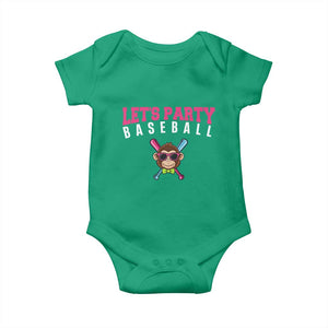 Let's Party Baseball Monkey Baby Onesie Ball Party Game Day Vibes TS02 Irish Green Print Your Wear