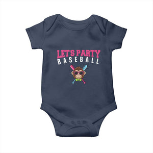 Let's Party Baseball Monkey Baby Onesie Ball Party Game Day Vibes TS02 Navy Print Your Wear