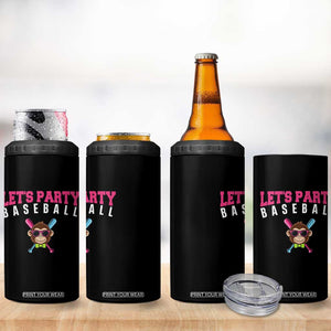 Let's Party Baseball Monkey 4 in 1 Can Cooler Tumbler Ball Party Game Day Vibes TS02 Print Your Wear