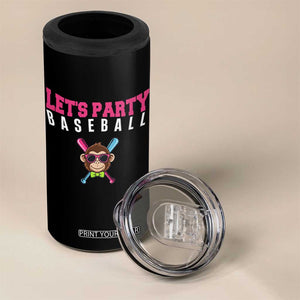 Let's Party Baseball Monkey 4 in 1 Can Cooler Tumbler Ball Party Game Day Vibes TS02 Print Your Wear