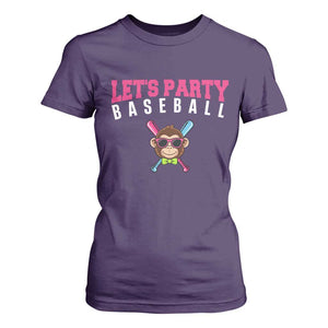 Let's Party Baseball Monkey T Shirt For Women Ball Party Game Day Vibes TS02 Purple Print Your Wear