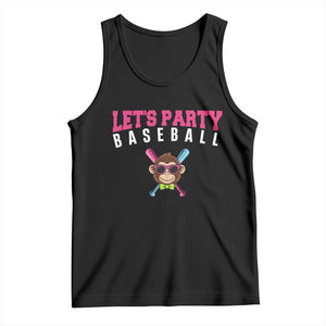 Let's Party Baseball Monkey Tank Top Ball Party Game Day Vibes TS02 Black Print Your Wear