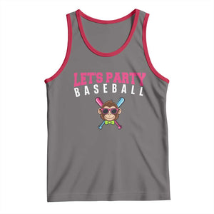Let's Party Baseball Monkey Tank Top Ball Party Game Day Vibes TS02 Deep Heather Red Print Your Wear