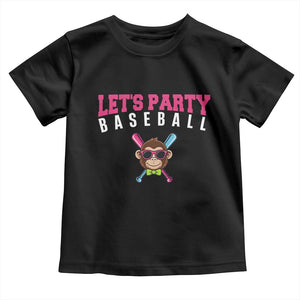 Let's Party Baseball Monkey Toddler T Shirt Ball Party Game Day Vibes TS02 Black Print Your Wear